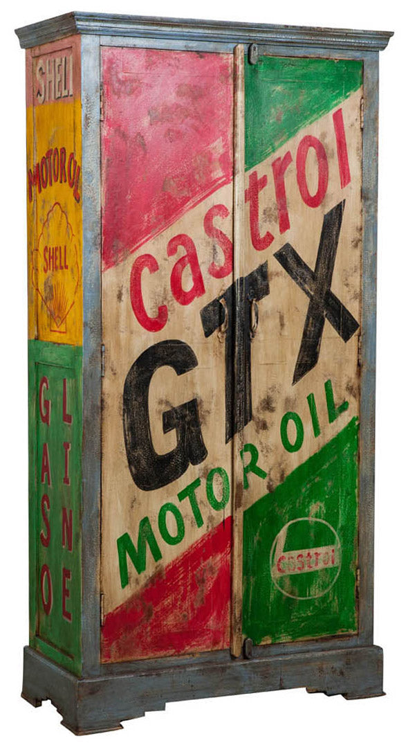 Biscottini Armadietto da officina catrol in legno massiccio dipinto a mano