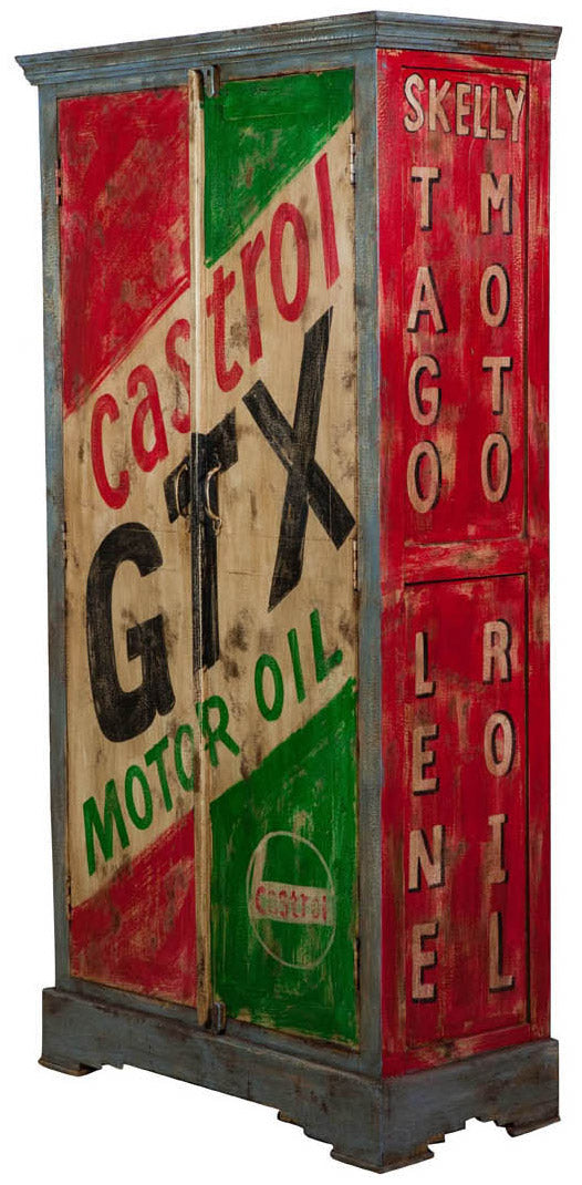 Biscottini Armadietto da officina catrol in legno massiccio dipinto a mano