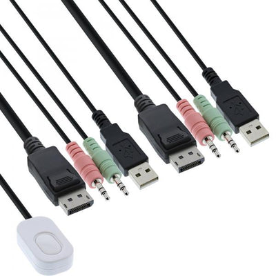 Switch KVM InLine - a 2 vie - Displayport 1.2 - 4K - USB - con audio - integrato. Cavo
