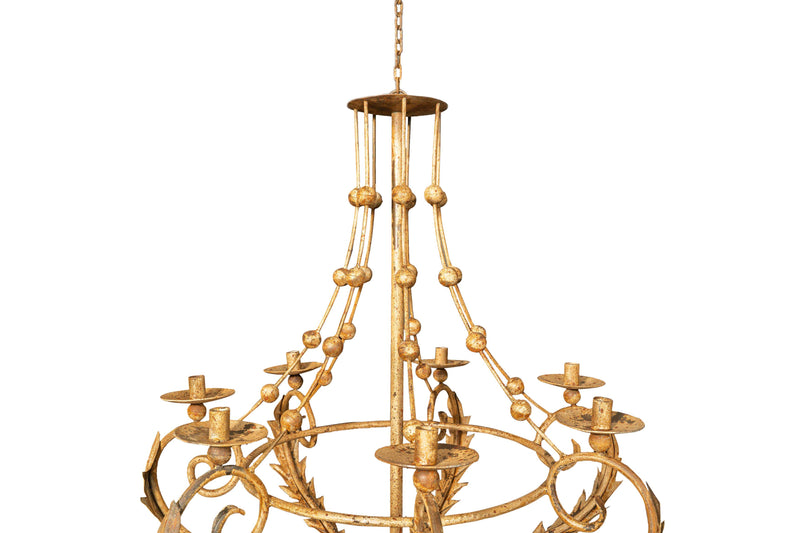 Biscottini Lampadario in ferro battuto finitura crema anticata Lanterna soffitto realizzata