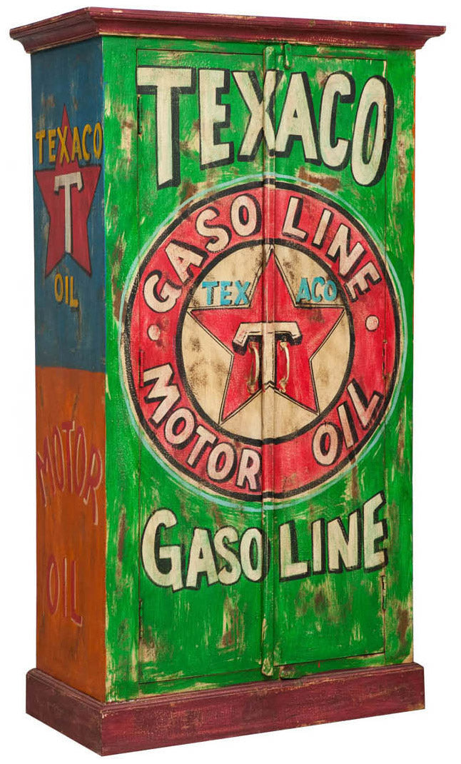 Biscottini Armadietto da officina motor oil in legno massiccio dipinto a mano