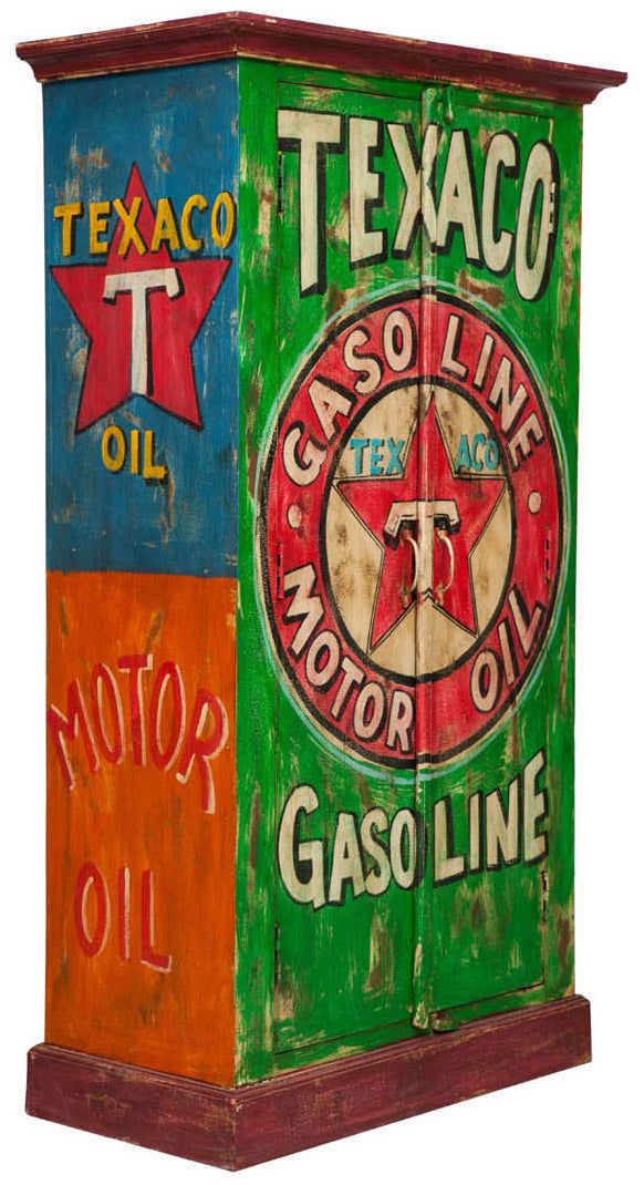 Biscottini Armadietto da officina motor oil in legno massiccio dipinto a mano