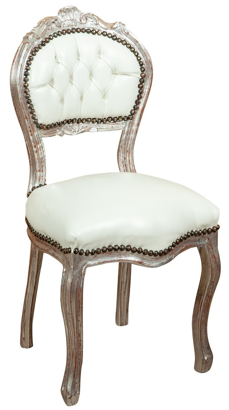 Biscottini Sedia stile francese Luigi XVI in legno massello di faggio poltroncina XVI,