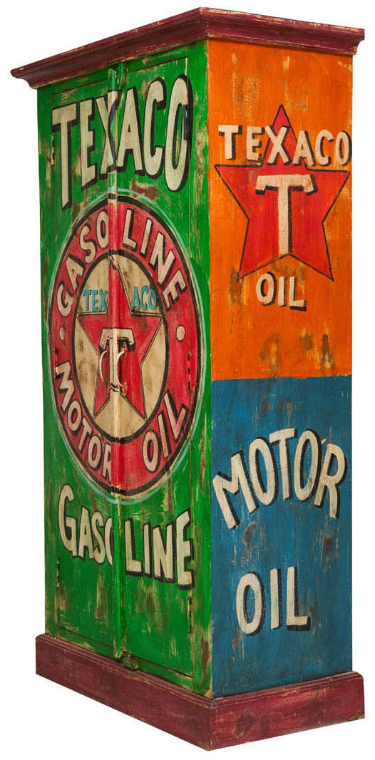 Biscottini Armadietto da officina motor oil in legno massiccio dipinto a mano