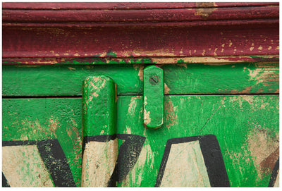 Biscottini Armadietto da officina motor oil in legno massiccio dipinto a mano