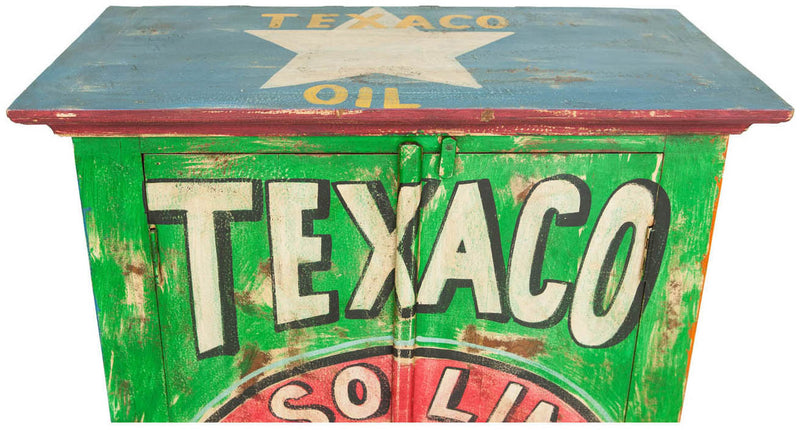 Biscottini Armadietto da officina motor oil in legno massiccio dipinto a mano