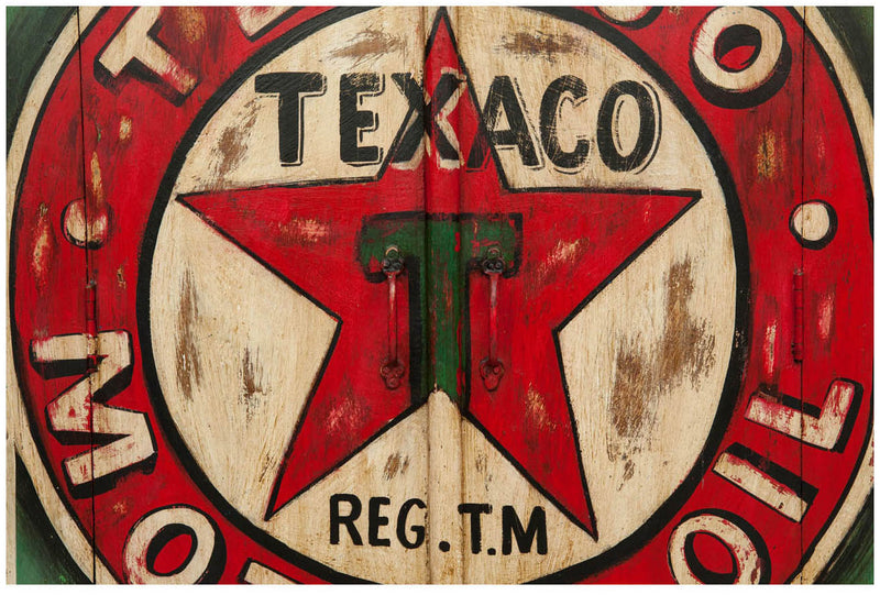 Biscottini Armadietto da officina texaco oil in legno massiccio dipinto a mano