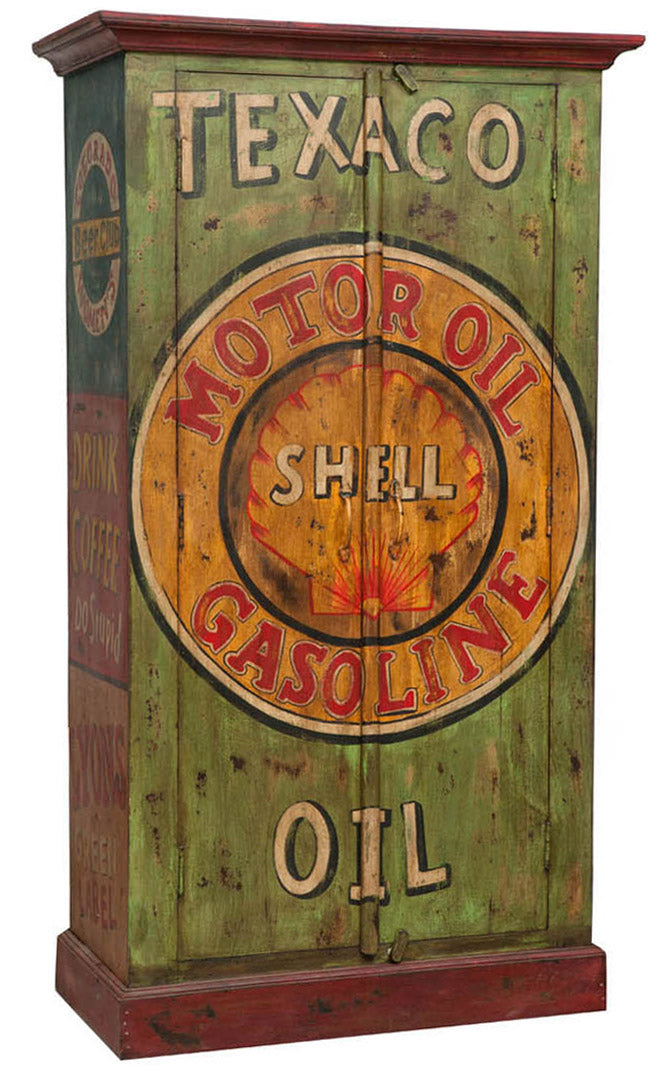 Biscottini Armadietto da officina shell in legno massiccio dipinto a mano