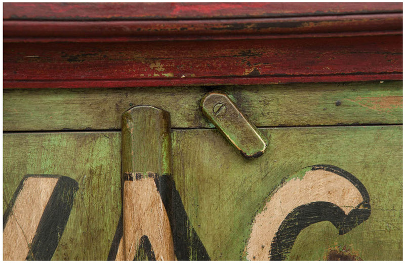 Biscottini Armadietto da officina shell in legno massiccio dipinto a mano