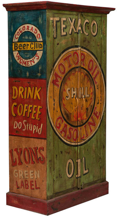 Biscottini Armadietto da officina shell in legno massiccio dipinto a mano