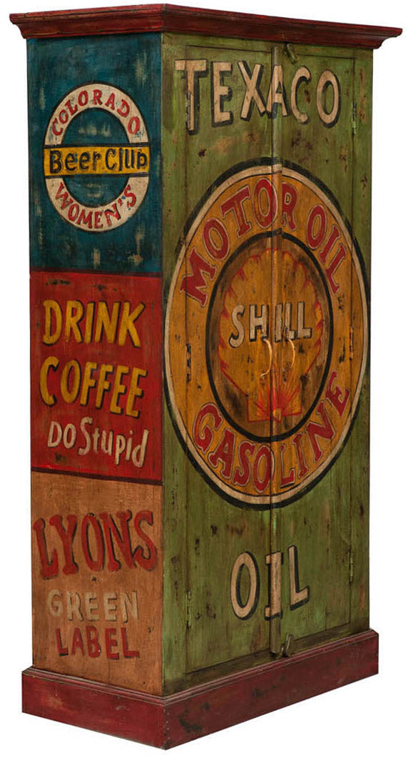 Biscottini Armadietto da officina shell in legno massiccio dipinto a mano