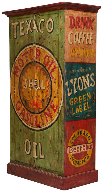 Biscottini Armadietto da officina shell in legno massiccio dipinto a mano