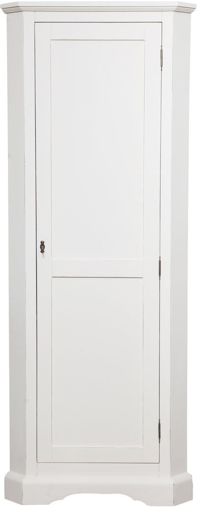 Biscottini Angoliera Country in legno massello di tiglio finitura bianca anticata L50xPR50xH184 cm. Made in Italy