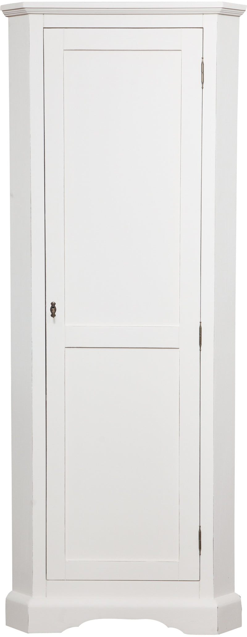 Biscottini Angoliera Country in legno massello di tiglio finitura bianca anticata L50xPR50xH184 cm. Made in Italy