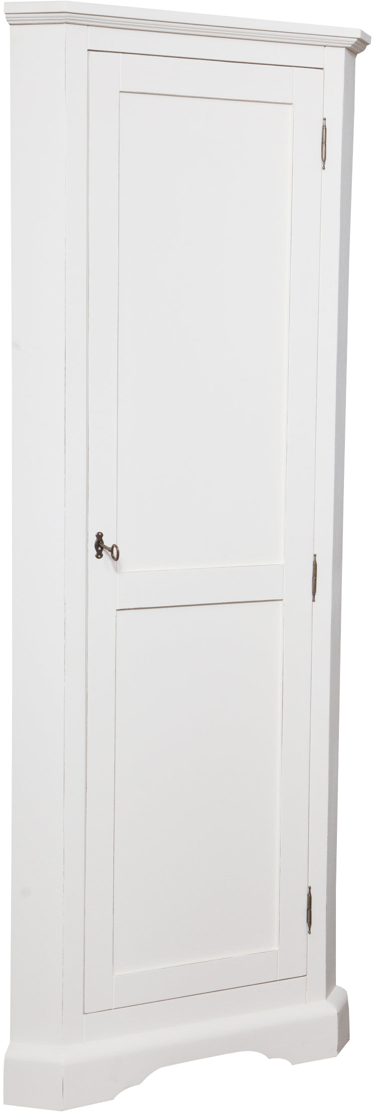 Biscottini Angoliera Country in legno massello di tiglio finitura bianca anticata L50xPR50xH184 cm. Made in Italy