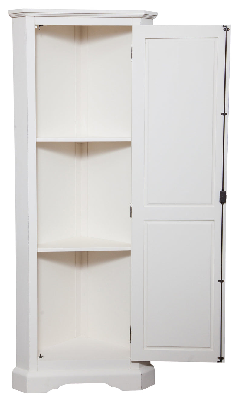 Biscottini Angoliera Country in legno massello di tiglio finitura bianca anticata L50xPR50xH184 cm. Made in Italy