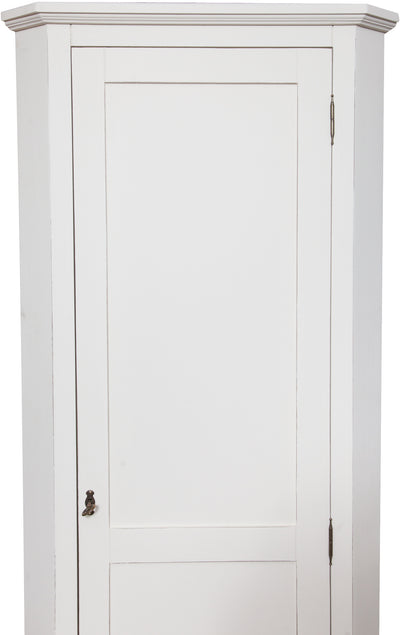 Biscottini Angoliera Country in legno massello di tiglio finitura bianca anticata L50xPR50xH184 cm. Made in Italy