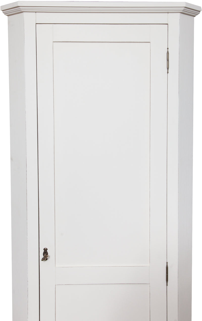 Biscottini Angoliera Country in legno massello di tiglio finitura bianca anticata L50xPR50xH184 cm. Made in Italy