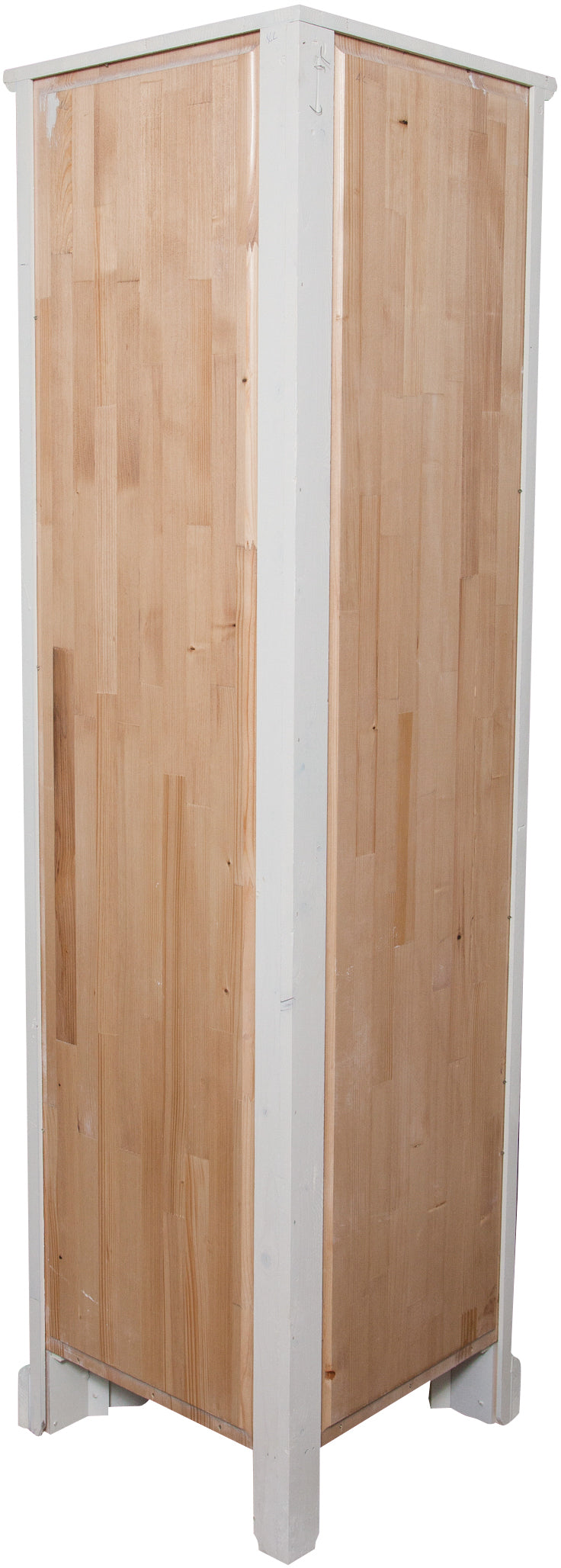 Biscottini Angoliera Country in legno massello di tiglio finitura bianca anticata L50xPR50xH184 cm. Made in Italy