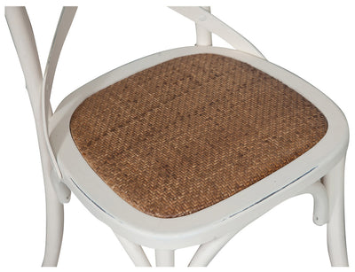 Biscottini Sedia Thonet in massello e seduta in rattan finitura bianca larghezza Offerta