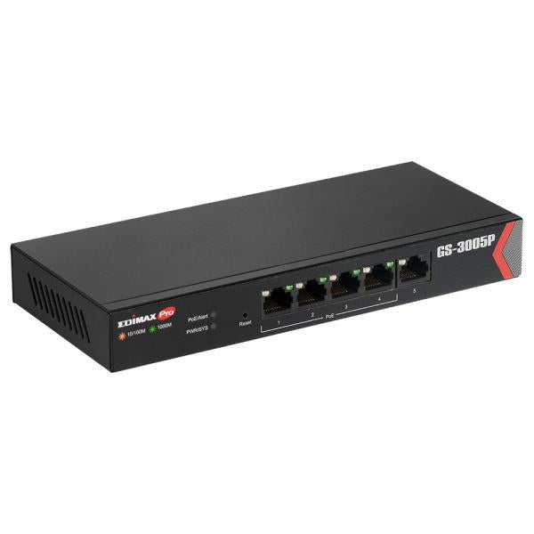 Switch Gigabit Web Managed a Lungo Raggio a 5 porte con 4 porte PoE+