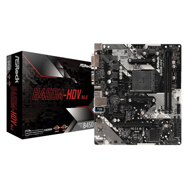 Asrock B450M-HDV R4.0 AMD B450 Presa AM4 micro ATX