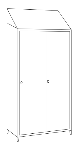 Armadio spogliatoio acciaio inox AISI 304 a 2 posti a 2 ante con tramezza sporco/pulito cm. 95x40x215h
