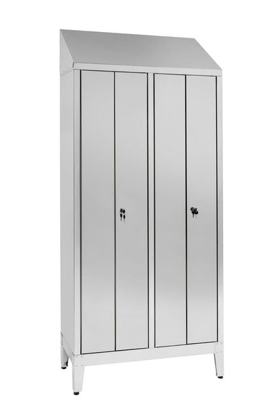Armadio spogliatoio in acciaio inox AISI 304 a 2 posti a 4 ante cm. 95x40x215h