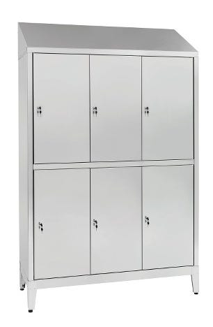 Armadietto sovrapposto in acciaio inox AISI 304 a 6 posti cm. 120x40x215h