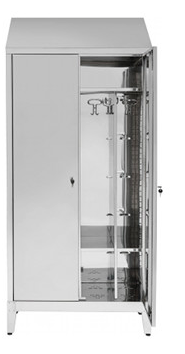 Armadio spogliatoio in acciaio inox AISI 430 a 2 posti a 2 ante battenti con tramezza sporco/pulito cm. 95x40x215h