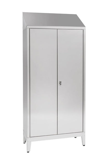 Armadio spogliatoio in acciaio inox AISI 430 a 2 posti a 2 ante battenti con tramezza sporco/pulito cm. 95x40x215h