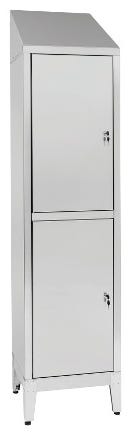 Armadio multispogliatoio in acciaio inox AISI 430 a 2 posti a 2 ante con tramezza sporco/pulito cm. 50x40x215h