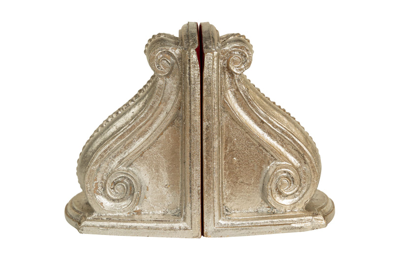 Biscottini Coppia fermalibri in legno finitura argento anticato Made in Italy dimensioni