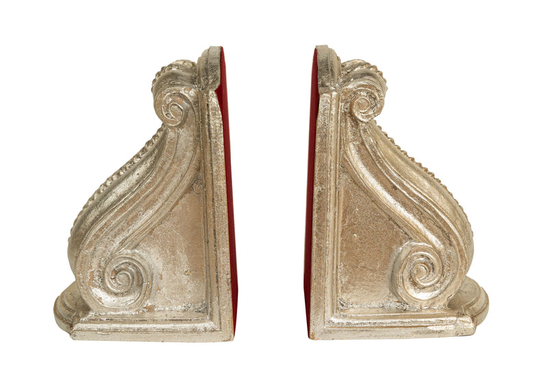 Biscottini Coppia fermalibri in legno finitura argento anticato Made in Italy dimensioni