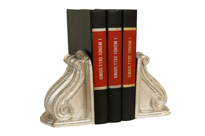 Biscottini Coppia fermalibri in legno finitura argento anticato Made in Italy dimensioni