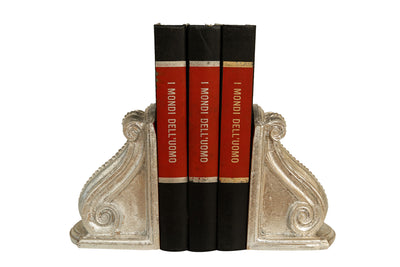 Biscottini Coppia fermalibri in legno finitura argento anticato Made in Italy dimensioni