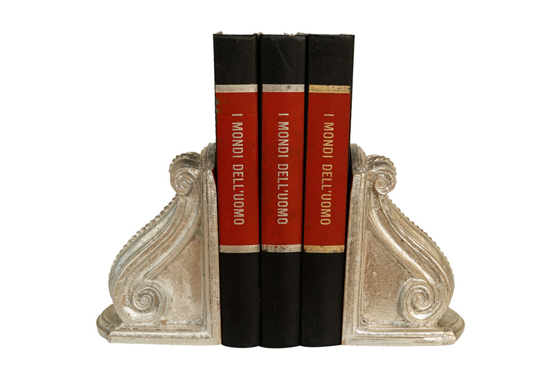 Biscottini Coppia fermalibri in legno finitura argento anticato Made in Italy dimensioni