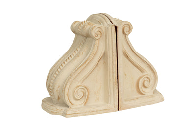Biscottini Coppia fermalibri in legno finitura bianco anticato Made in Italy dimensioni