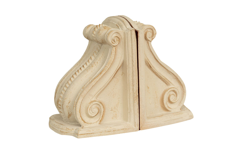 Biscottini Coppia fermalibri in legno finitura bianco anticato Made in Italy dimensioni