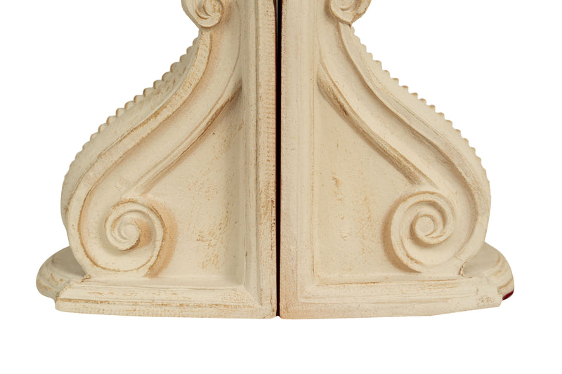 Biscottini Coppia fermalibri in legno finitura bianco anticato Made in Italy dimensioni