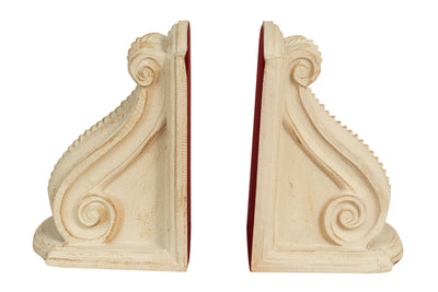 Biscottini Coppia fermalibri in legno finitura bianco anticato Made in Italy dimensioni