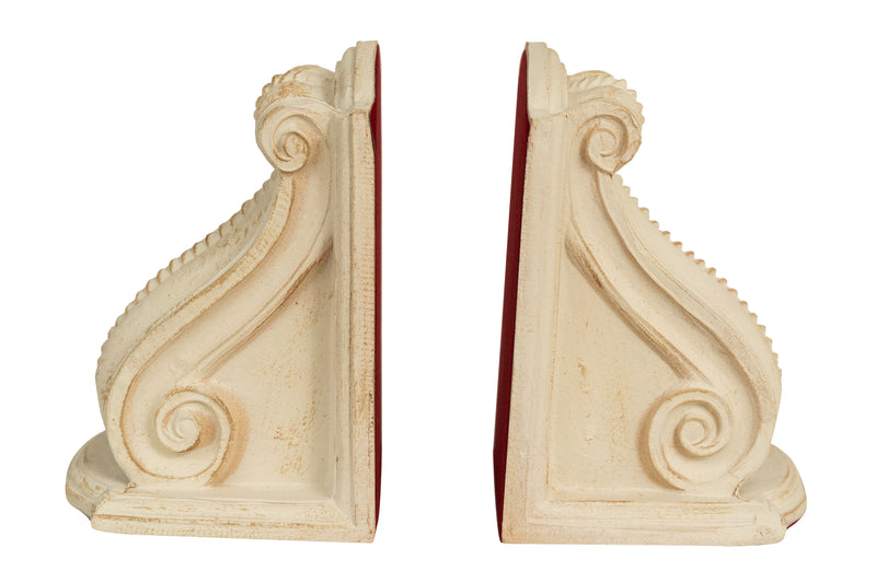 Biscottini Coppia fermalibri in legno finitura bianco anticato Made in Italy dimensioni