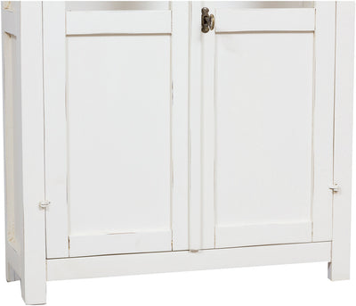 Biscottini Vetrinetta Country in legno massello di tiglio finitura bianca anticata L68xPR25xH98 cm. Made in Italy