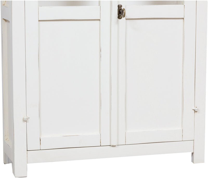 Biscottini Vetrinetta Country in legno massello di tiglio finitura bianca anticata L68xPR25xH98 cm. Made in Italy