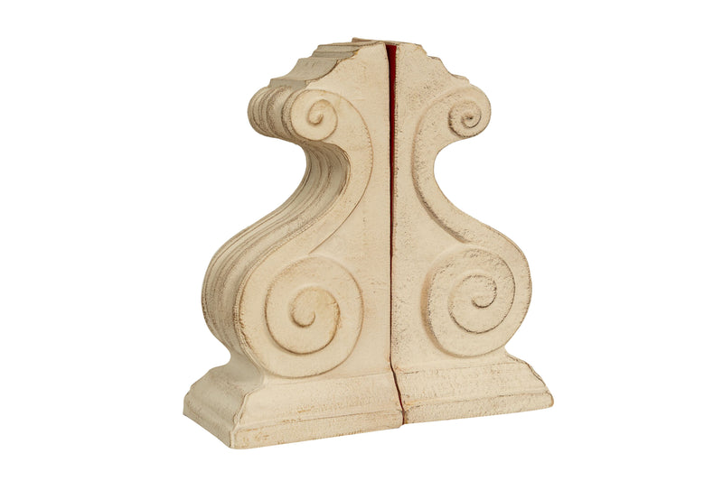 Biscottini Coppia fermalibri in legno finitura bianco anticato Made in Italy dimensioni