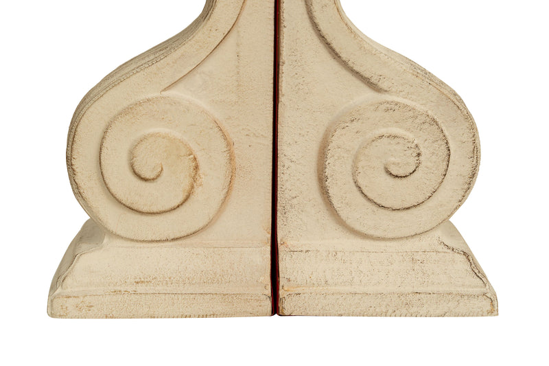 Biscottini Coppia fermalibri in legno finitura bianco anticato Made in Italy dimensioni