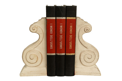 Biscottini Coppia fermalibri in legno finitura bianco anticato Made in Italy dimensioni