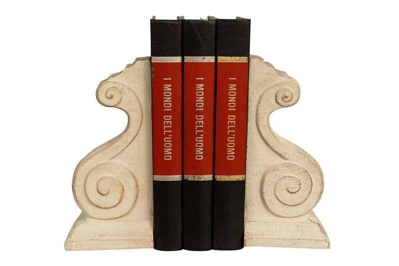 Biscottini Coppia fermalibri in legno finitura bianco anticato Made in Italy dimensioni