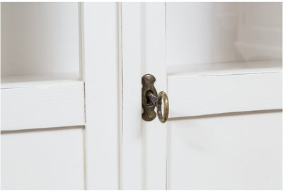 Biscottini Vetrinetta Country in legno massello di tiglio finitura bianca anticata L68xPR25xH98 cm. Made in Italy