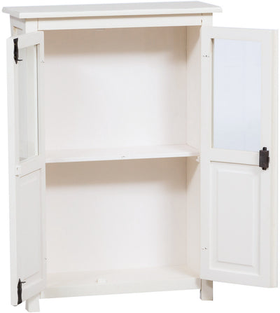 Biscottini Vetrinetta Country in legno massello di tiglio finitura bianca anticata L68xPR25xH98 cm. Made in Italy